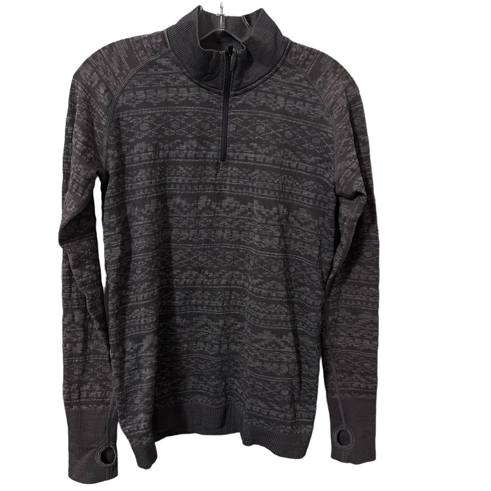Lululemon Gray Quarter‎ Zip Long Sleeve Thumbhole Top Size 8 High Neck